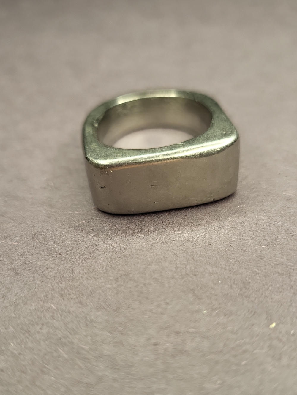 Men's Square Silver Tone Metal Ring - Minimalist Design